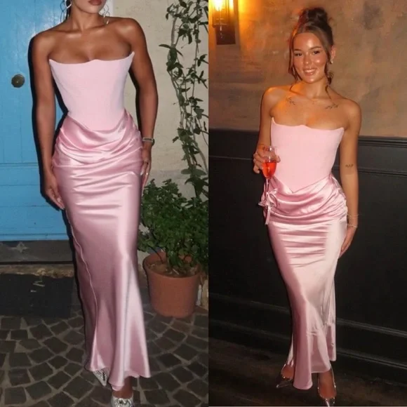 HOUSE OF CB 'Persephone' Rose Shadow‎ Strapless Corset Maxi NWOT size S